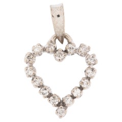 Vintage Diamonds Heart Pendant 18 karat White Gold