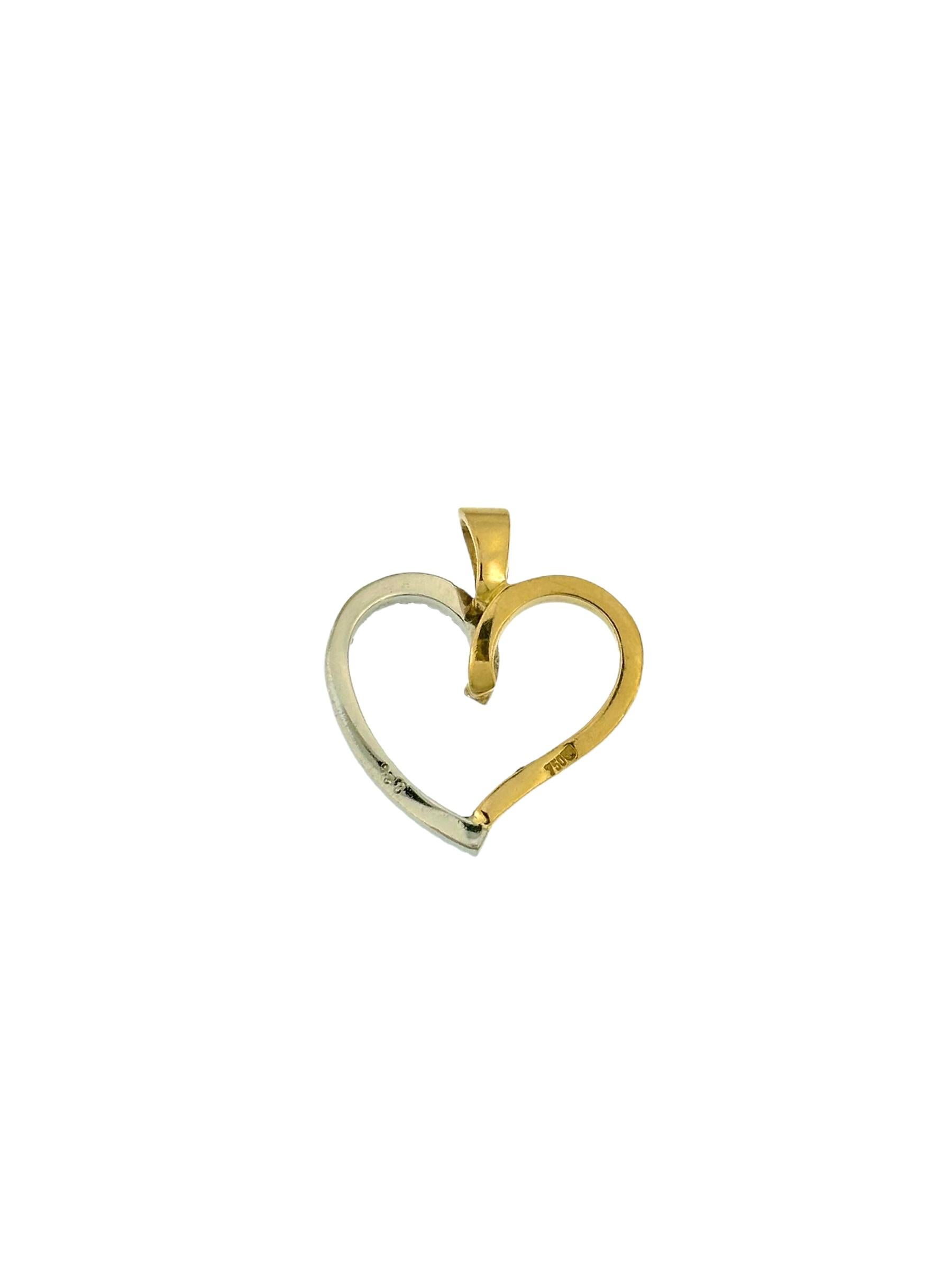 Pendentif cœur en or jaune et blanc Unisexe en vente