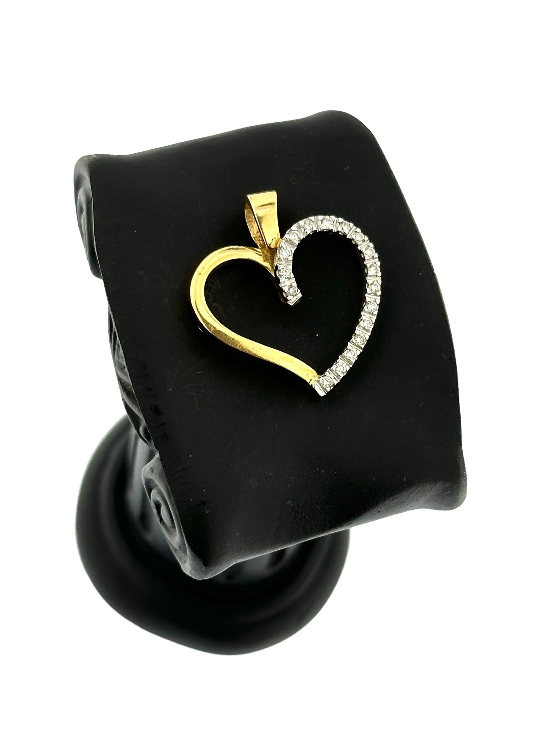 Pendentif cœur en or jaune et blanc en vente 1