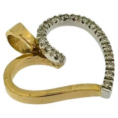 Diamanten Herz-Anhänger Gelb- und Weißgold