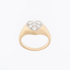 Diamonds Heart Ring 18 karat Yellow and White Gold