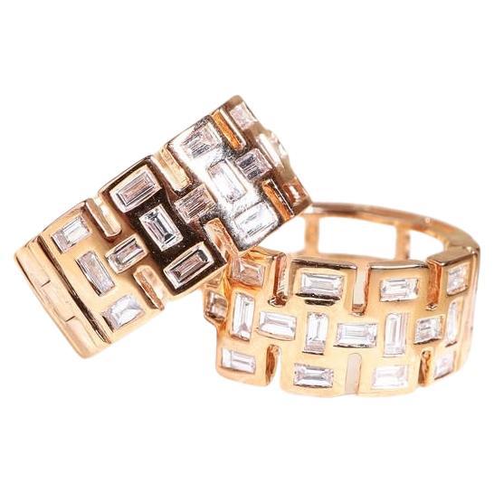 Diamonds Hoop Earrings 18K Gold Earrings For Sale