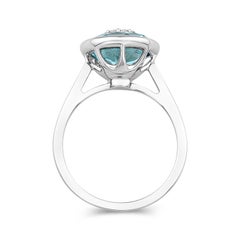 Diamonds Inlaid Into Blue Topaz Ring
