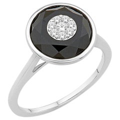 Diamonds Inlaid into Special Cut Onxy Ring