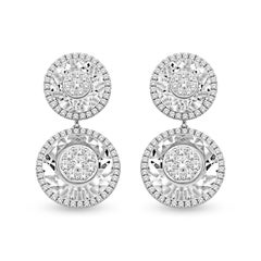 Diamonds Inlaid Into White Quartz Drop Earring