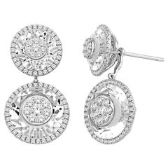 Diamonds Inlaid Into White Quartz Drop Earring