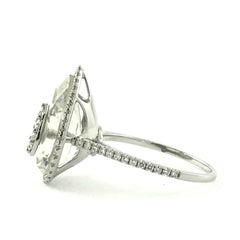 Diamonds Inlaid Into White Quartz Pear Shape Ring