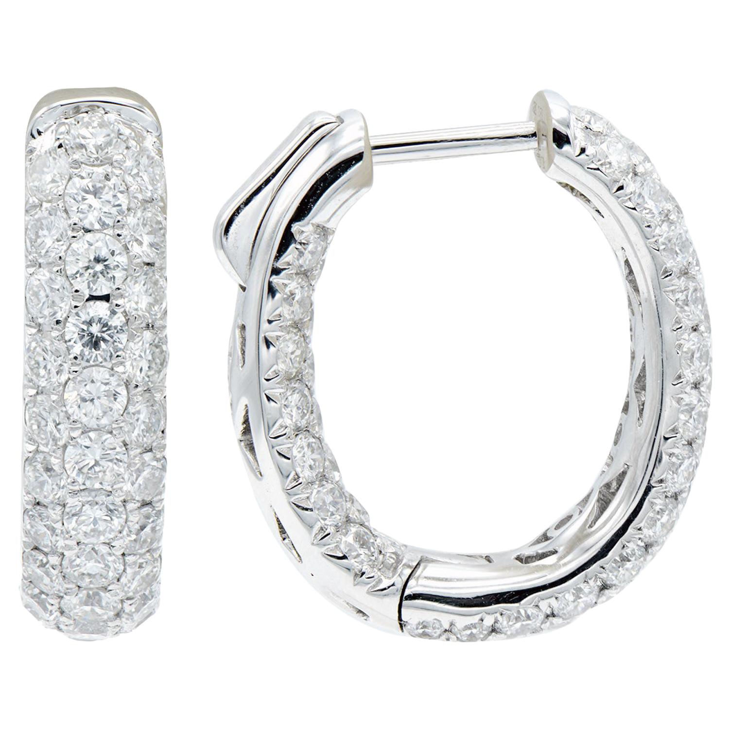 Diamonds Inside and Out Hoop Earrings For Sale