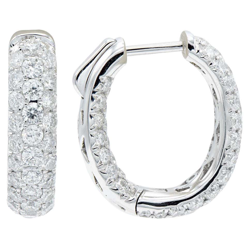 14K White Gold Inside Out Diamond Hoop Earrings for Women 1.5ct 802821 14K White Gold Inside Out Diamond Hoop Earrings for Women 1.5ct 802821