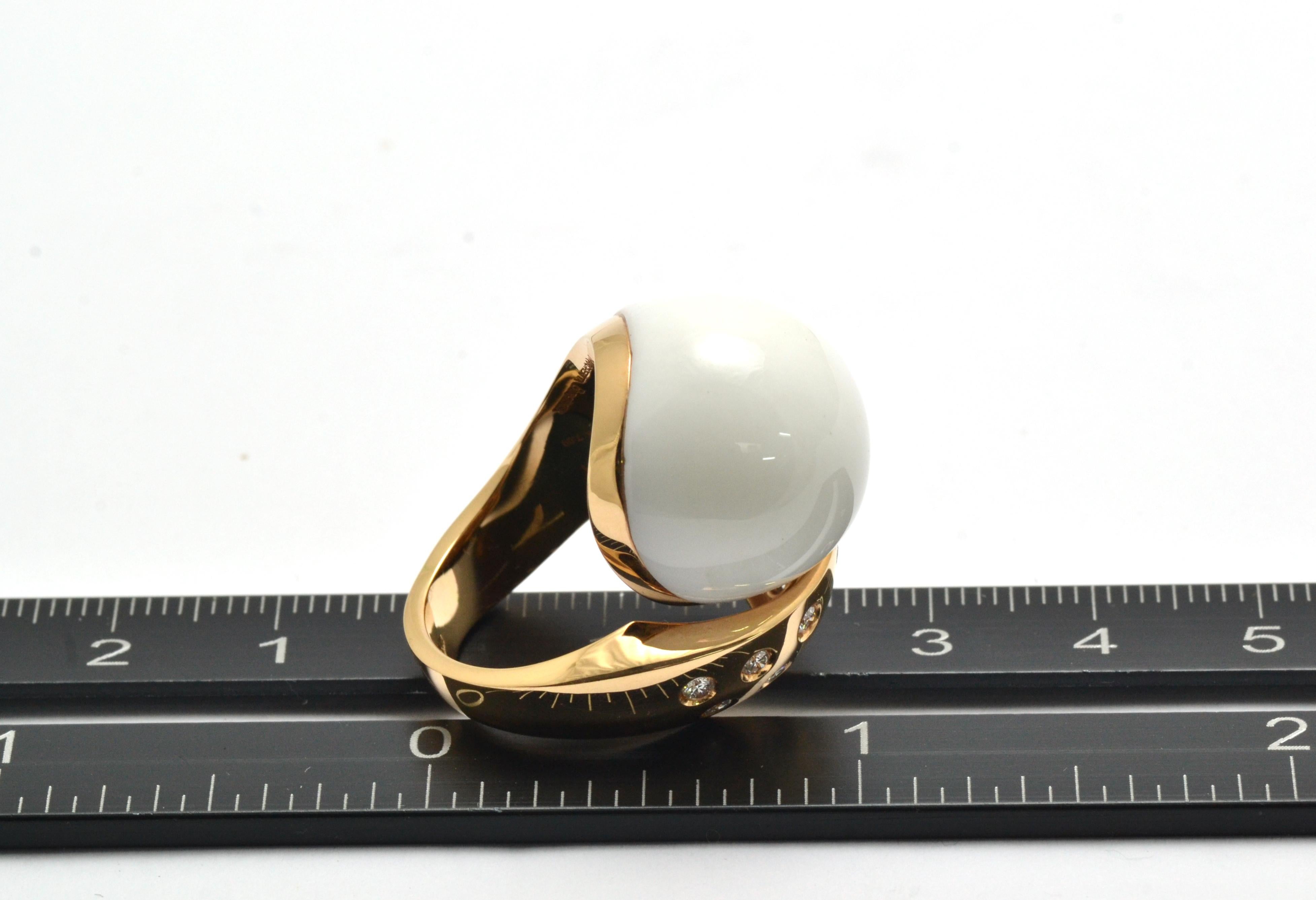 Contemporary Diamonds Kogolong 18 KT Rose Gold Made in Italy Moony Ring For Sale