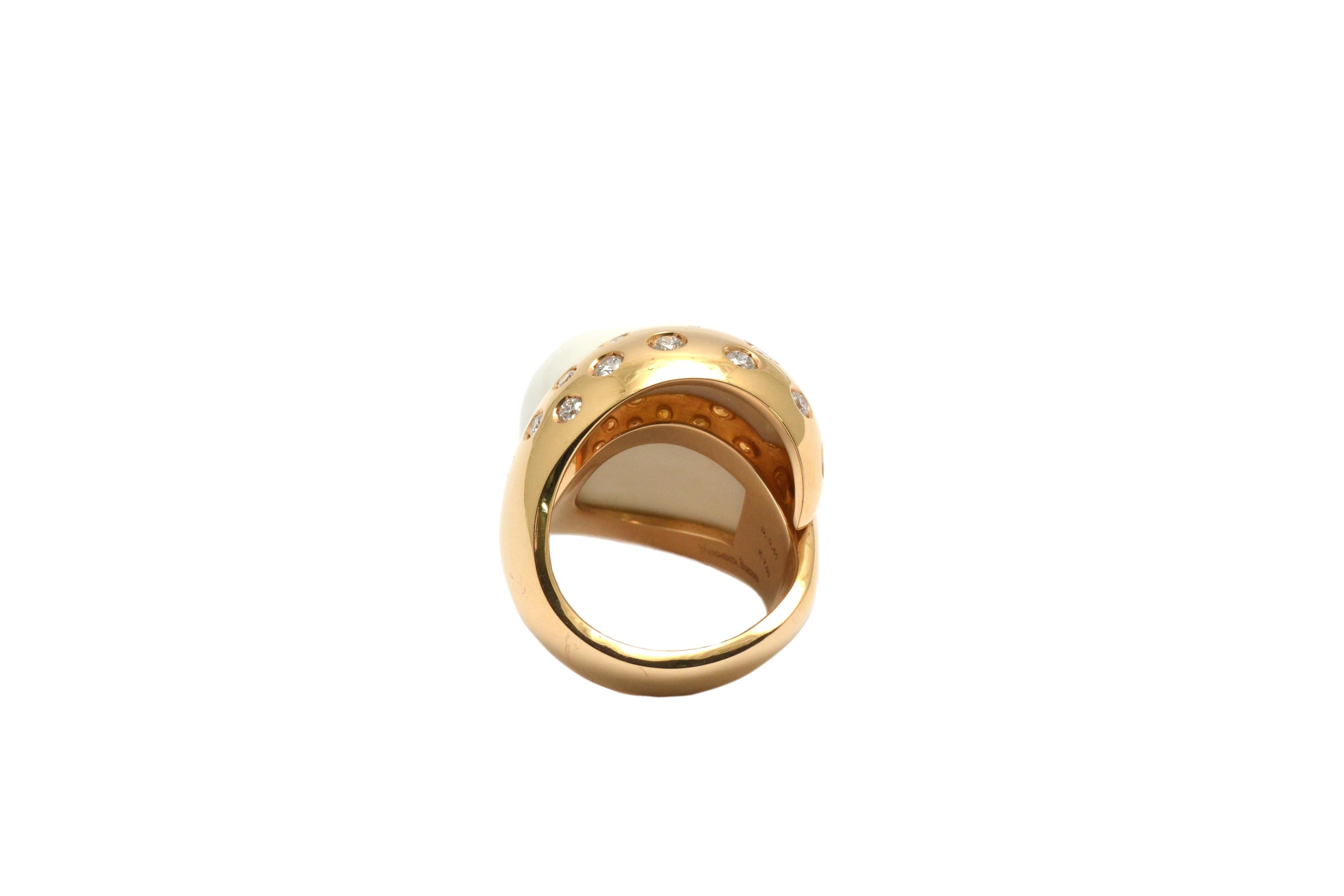 Diamonds Kogolong 18 KT Rose Gold Made in Italy Moony Ring In New Condition For Sale In Valenza , IT