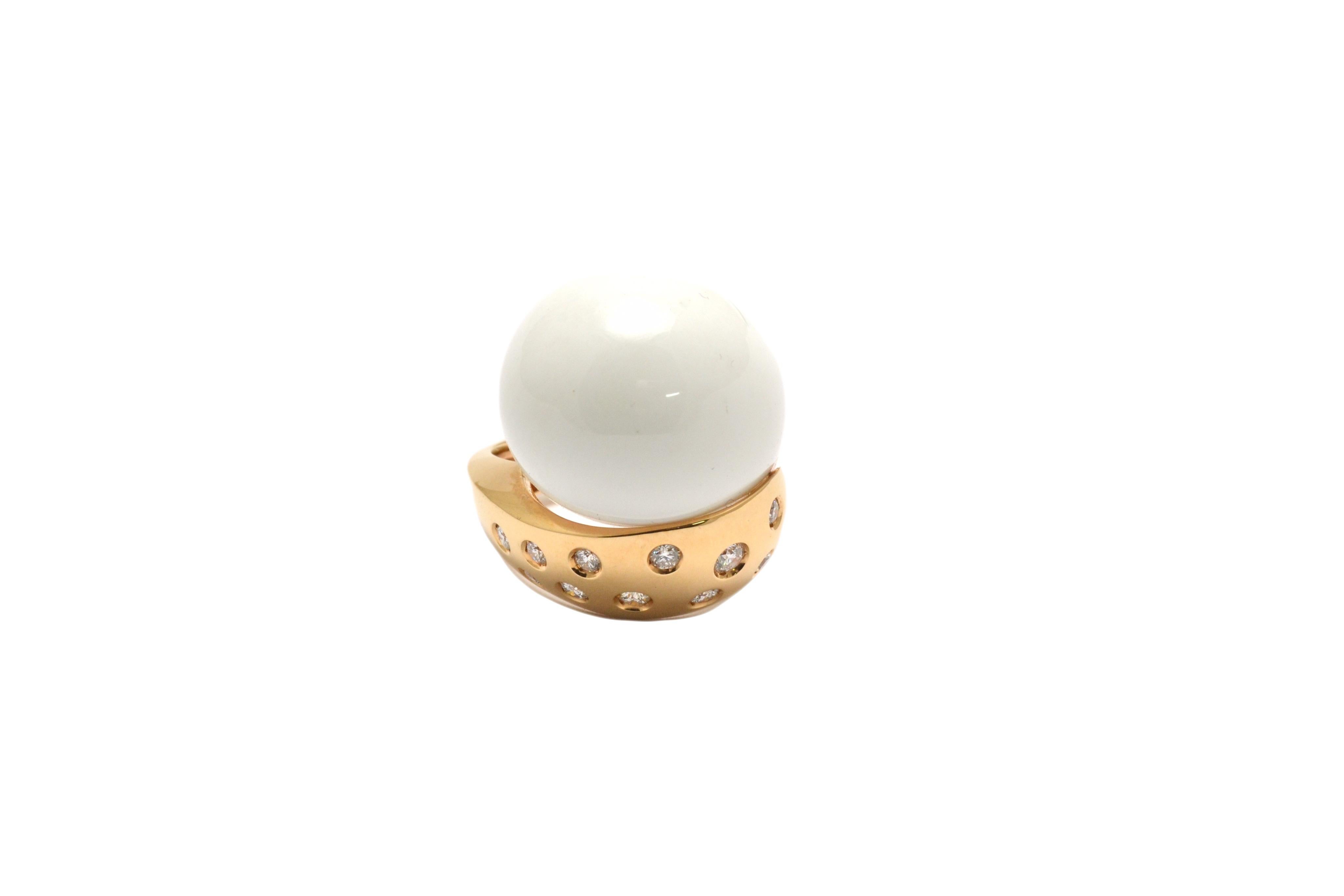 Women's Diamonds Kogolong 18 KT Rose Gold Made in Italy Moony Ring For Sale