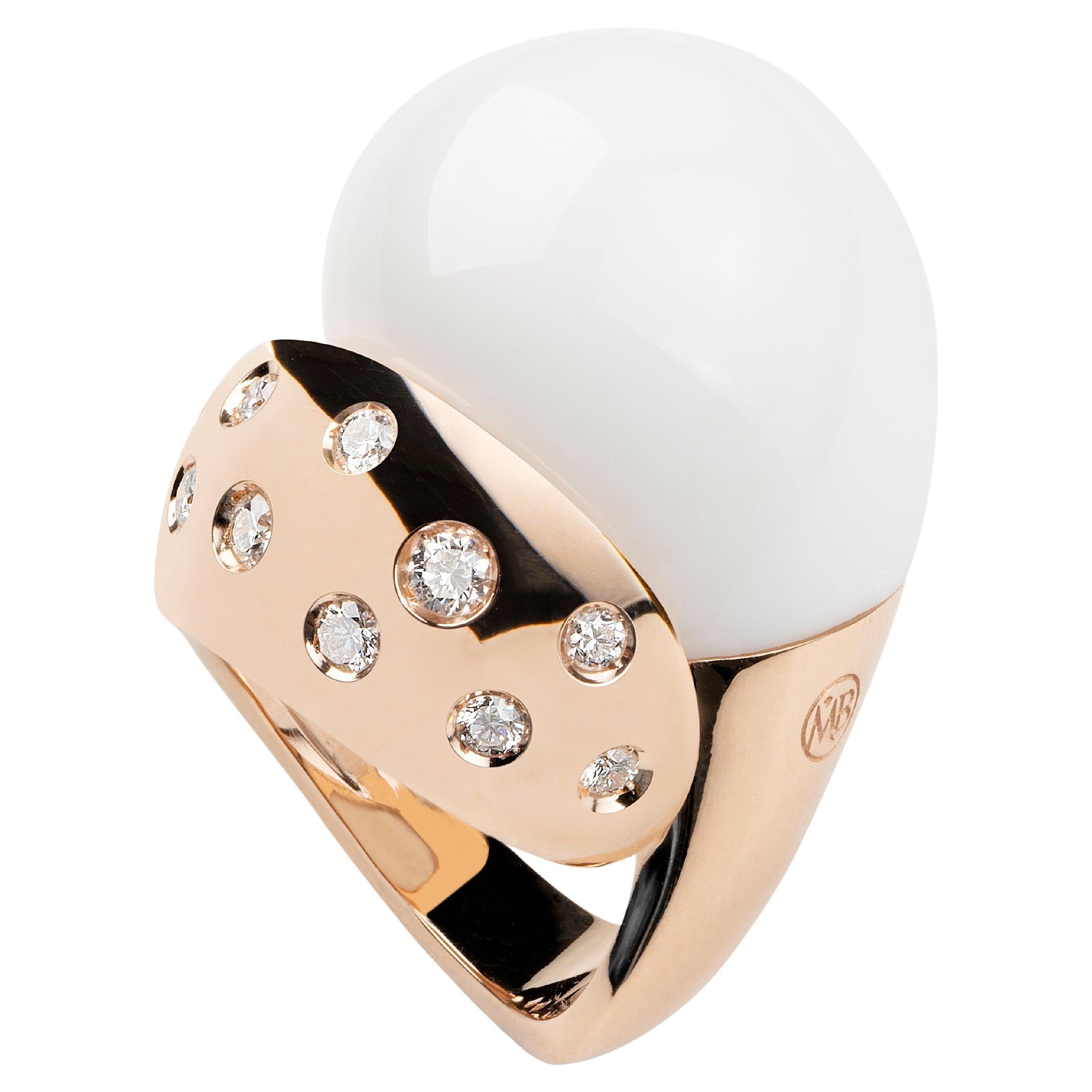 Diamonds Kogolong 18 KT Rose Gold Made in Italy Moony Ring