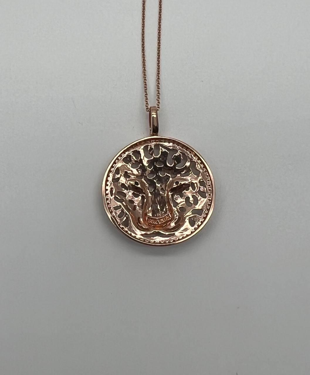 Diamonds Leopard Jaguar Panther Tiger Halo Rose Gold Pendant Medallion Necklace In New Condition For Sale In Oakton, VA