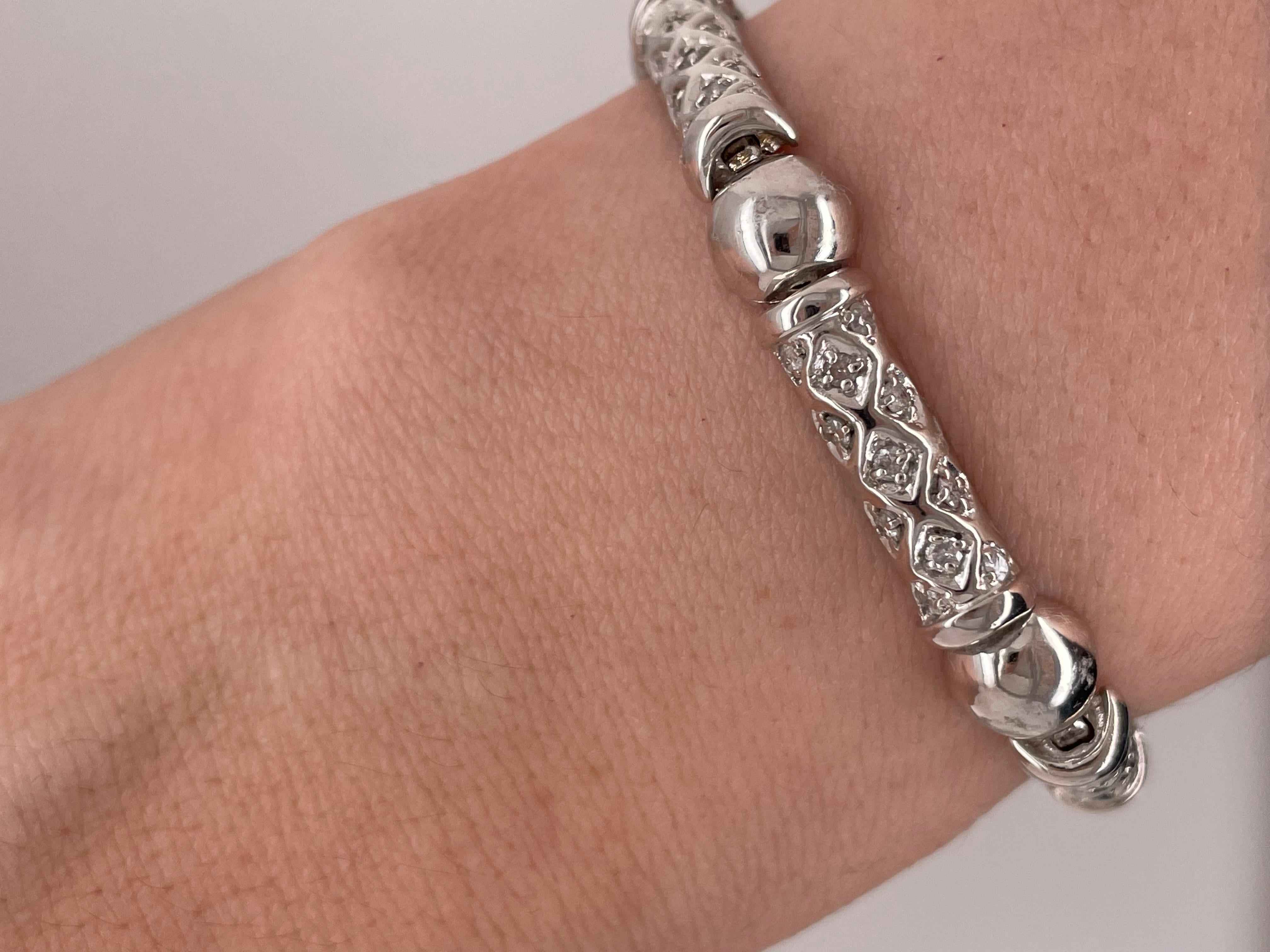 Bracelet à maillons en or blanc 14 carats et diamants en vente 3