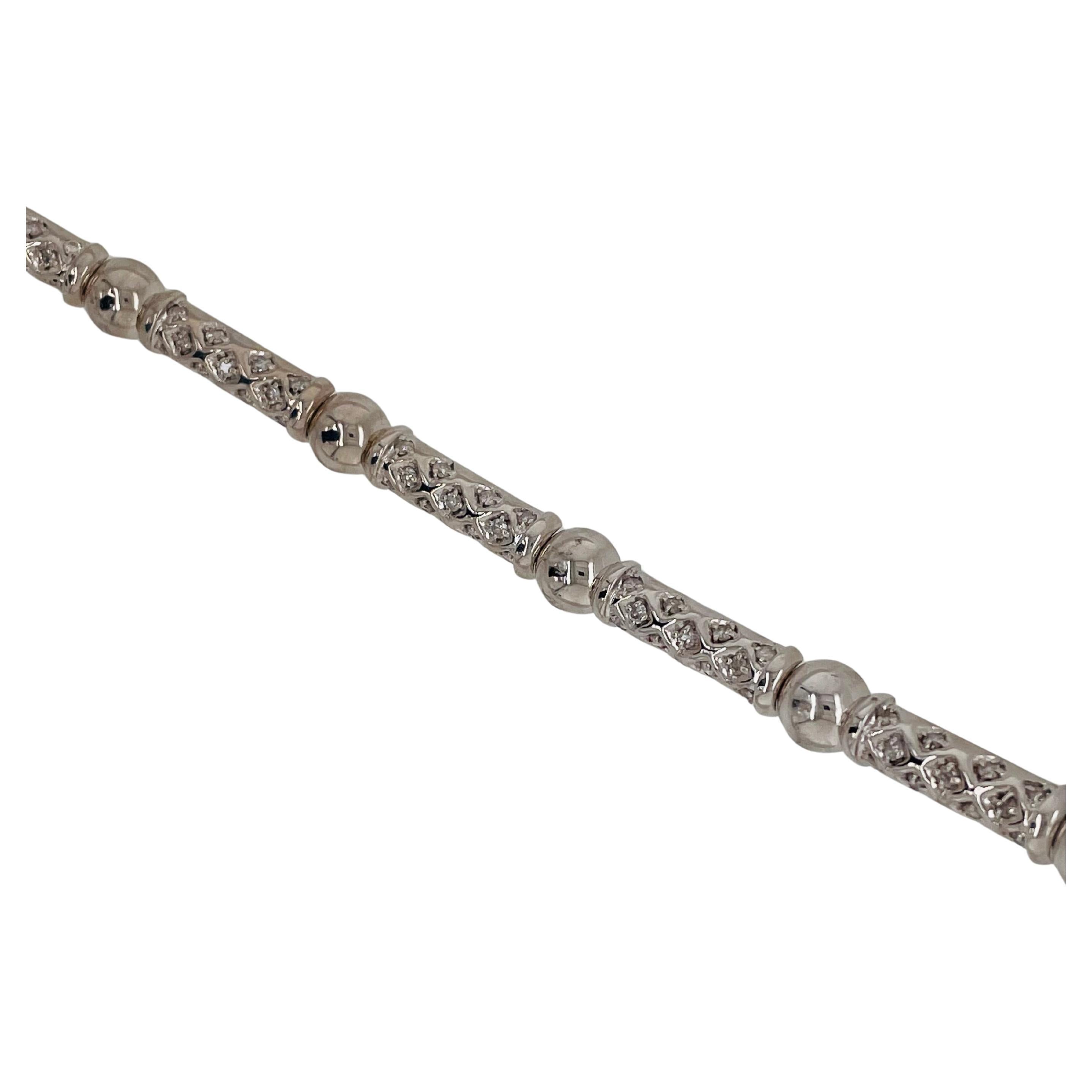 Diamonds Link Bracelet, 14kt White Gold
