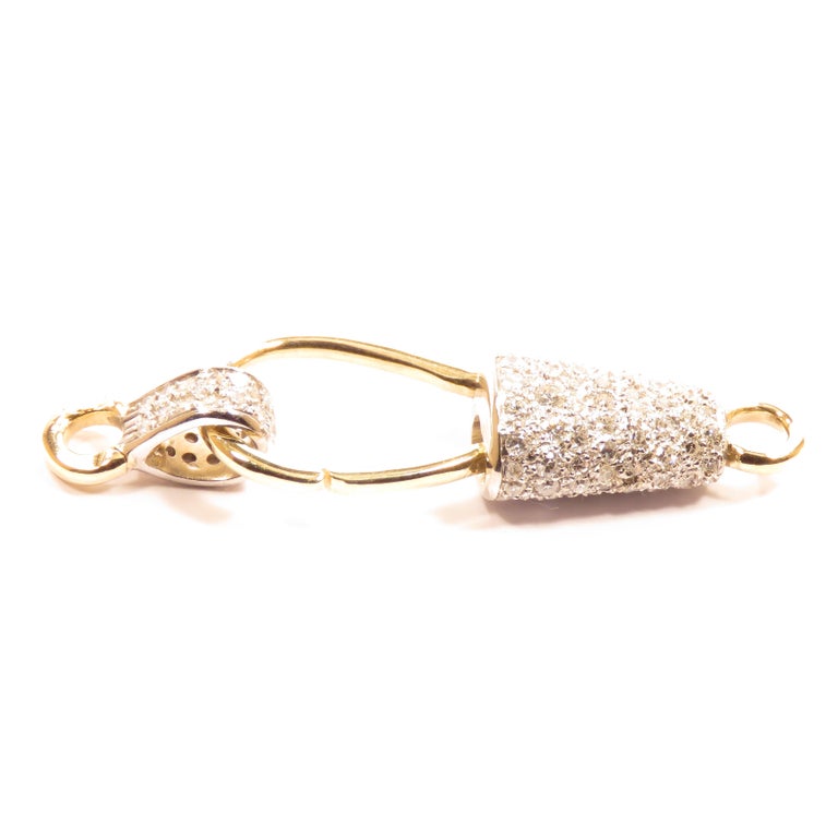 Diamonds Lobster Necklace Clasp 18 Karat White Yellow Gold Handcrafted