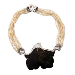 Diamonds Ming Dynasty Pearls Platinum Abalone Shell Necklace John Landrum Bryant