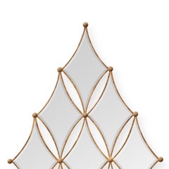 Diamonds Mirror with Solid Mahogany Wood and Mirror Glass