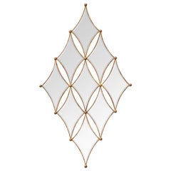 Diamonds Mirror with Solid Mahogany Wood and Mirror Glass