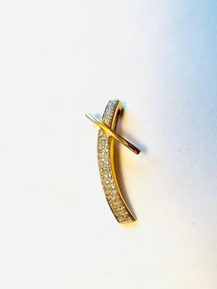 Diamonds Modern French Cross 18kt Yellow and White Gold