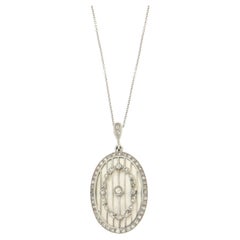 Diamonds Mother-of-Pearls 18 Karat White Gold Pendant Necklace