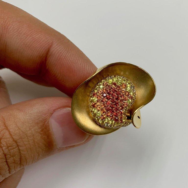 Diamanten Multi-Color Saphire 18 Karat Gelbgold Ring (Zeitgenössisch) im Angebot