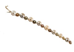 Diamonds Multi-Color Tormalines Light Pink-Violet Pearls Rose Gold Link Bracelet