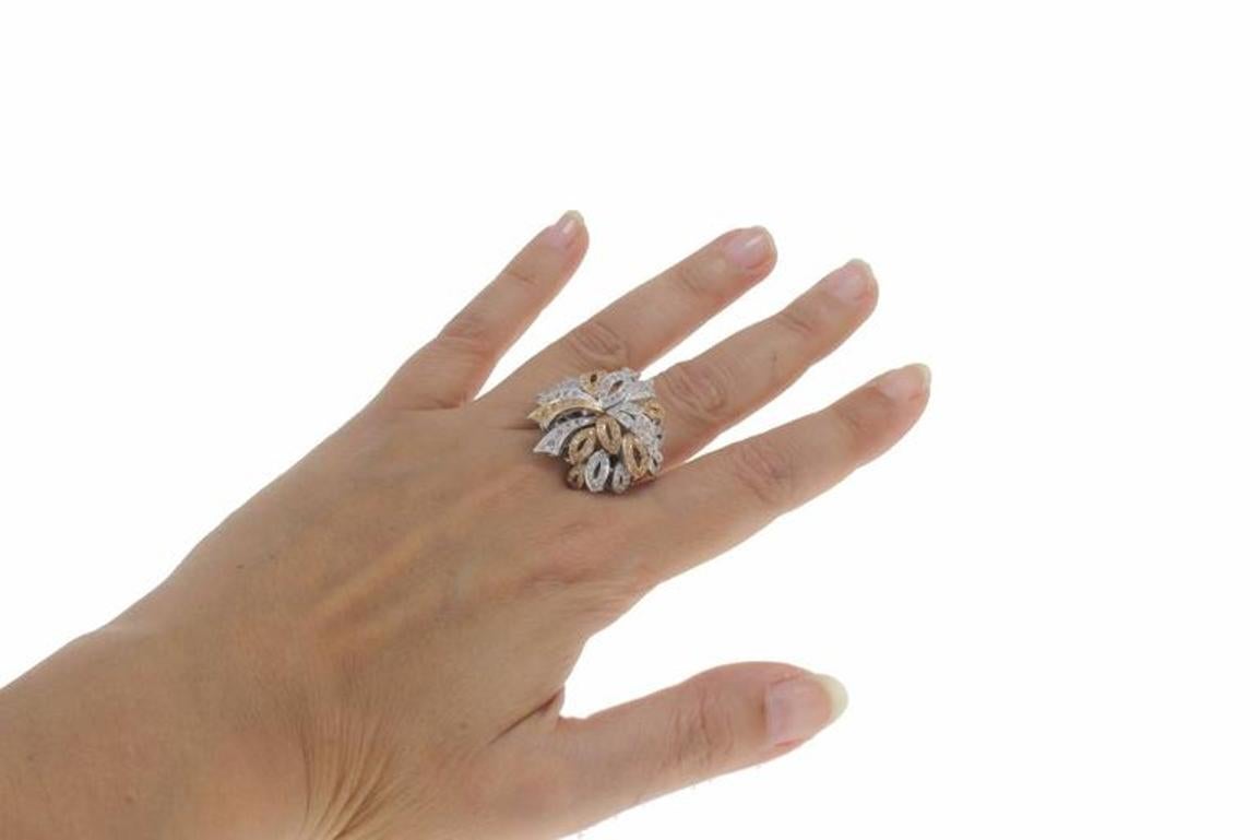Brilliant Cut Diamonds Multi Ribbon Fashion Gold Ring For Sale