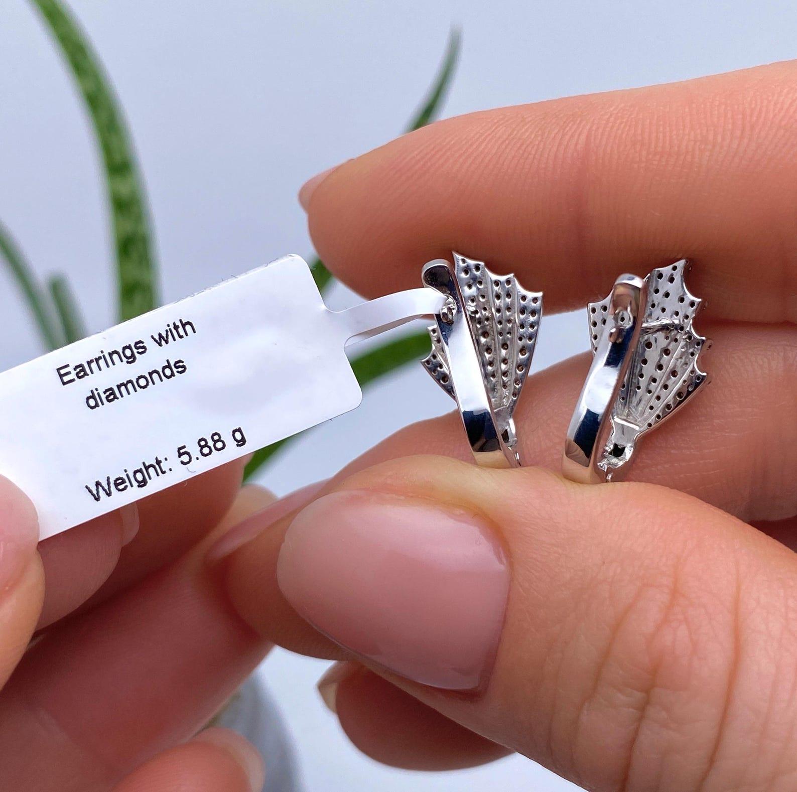 Diamonds natural Beautiful Earrings, 18 Karat White Gold, Certified For Sale 1