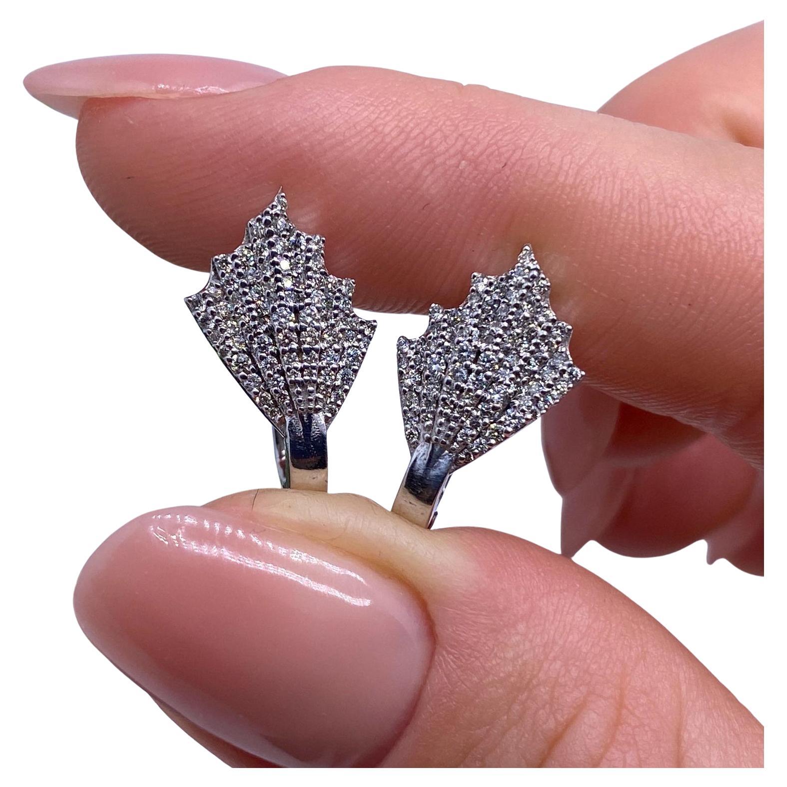 Diamonds natural Beautiful Earrings, 18 Karat White Gold, Certified
Laboratory certified
Main Stone: Diamond
Main Stone Creation: Natural
Main Stone Color: white
Clarity: VS-SI
Diamond total weight: 0.6ct
Main stone size: 0.8-1.3mm
Earrings Size: