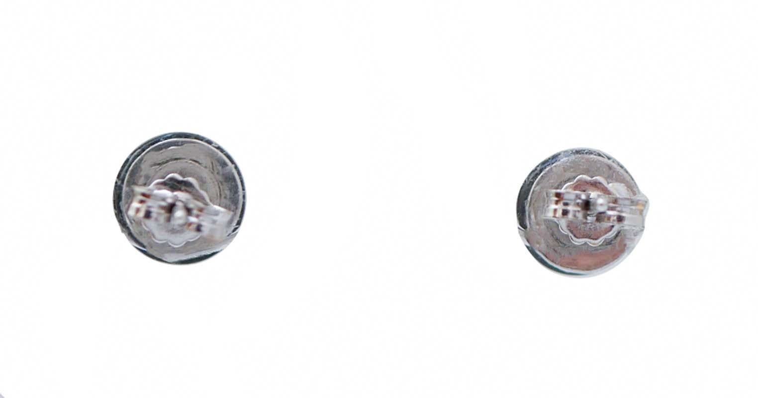 Diamantes, ónix, oro blanco de 14 quilates Pendientes. Retro en venta