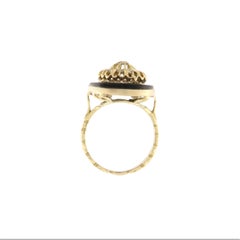 Diamonds Onyx 14 Karat Yellow Gold Cocktail Ring
