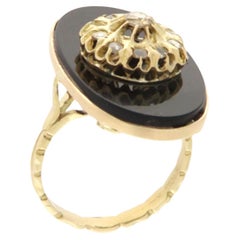 Diamonds Onyx 14 Karat Yellow Gold Cocktail Ring