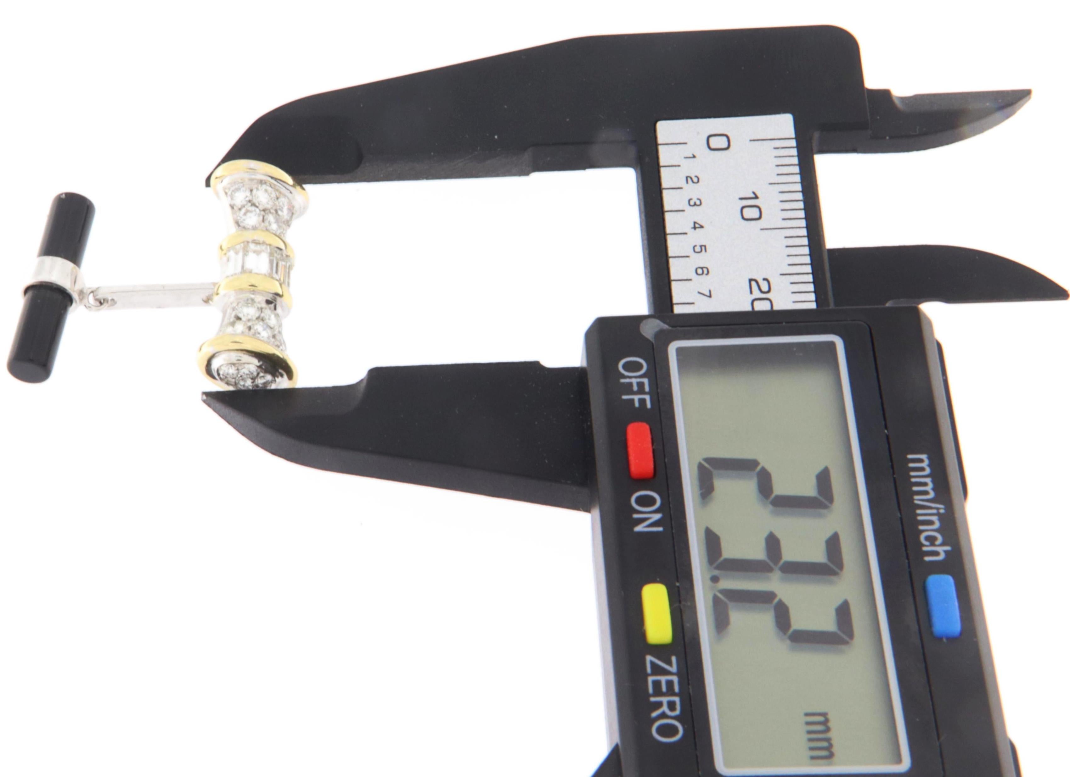 Gemelli con diamanti e onice in oro bianco e giallo 18 carati In condizioni Nuovo in vendita a Marcianise, IT