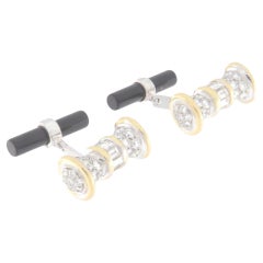 Boutons de manchette en or blanc et jaune 18 carats