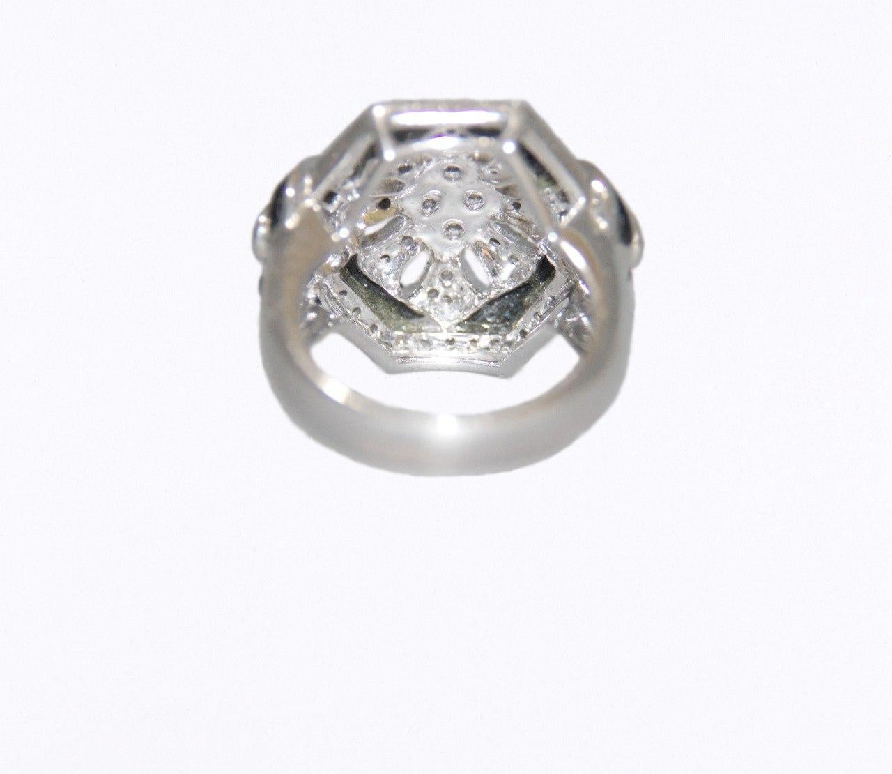 Diamonds Onyx 18 Karat White Gold Cocktail Rings In New Condition For Sale In Marcianise, IT
