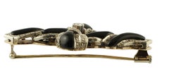 Diamonds, Onyx, 14 Karat Rose Gold and Silver Cross Brooch