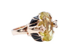 Diamants, onyx, citrine, 14 carats  Or rose  Bague de mode.