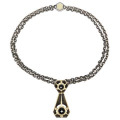 Diamonds Onyx Triangle Necklace in 18k Yellow Gold by Elie Top