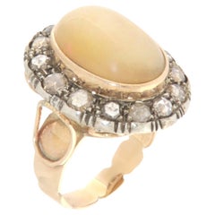 Diamonds Opal 14 Karat Yellow Gold Cocktail Ring
