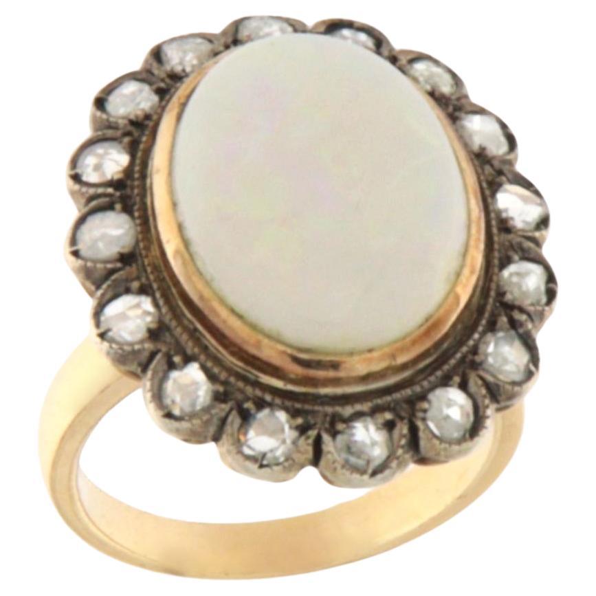 Diamonds Opal 14 Karat Yellow Gold Cocktail Ring