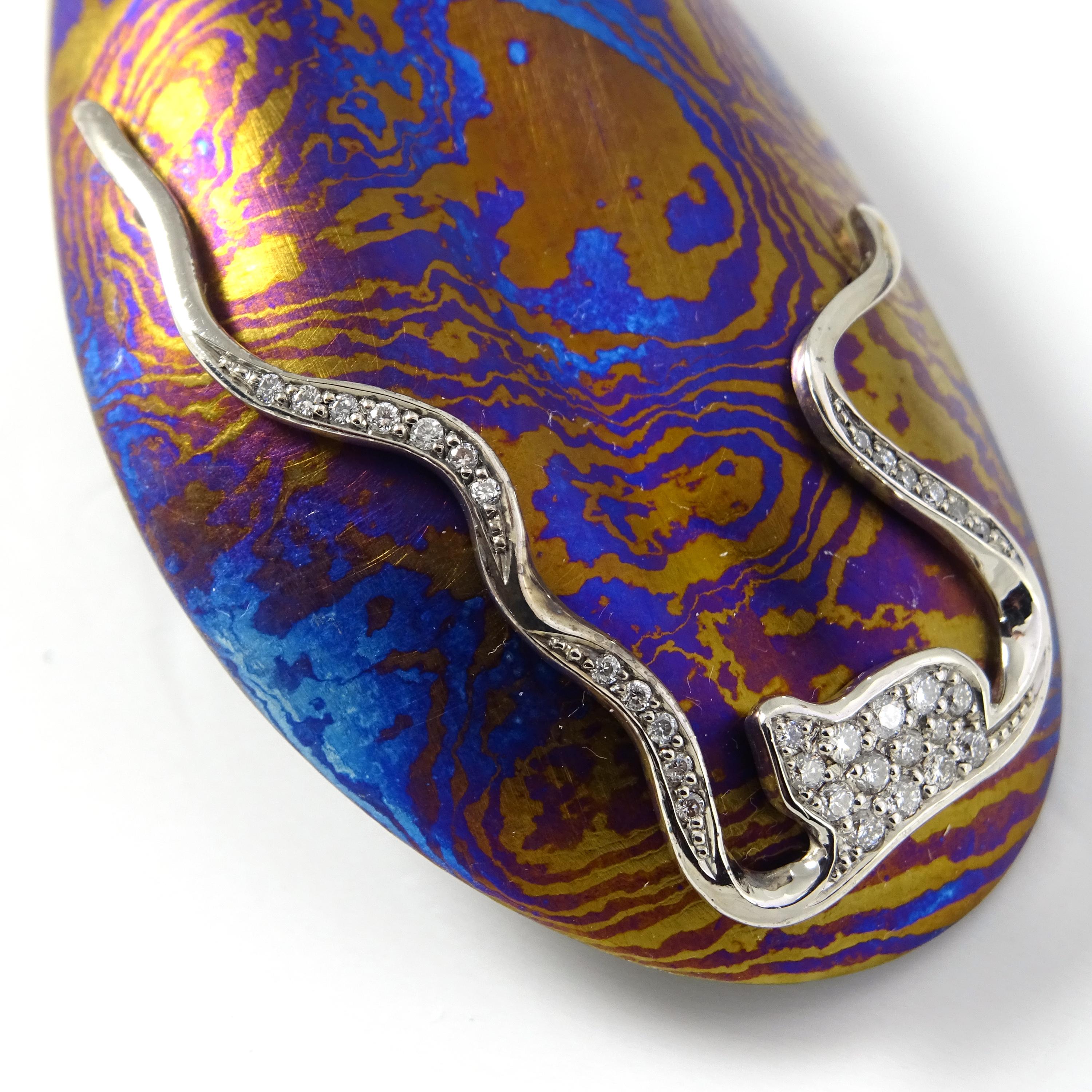 Diamonds Padparadscha Sapphires Tourmalines 18 Karat Gold Timascus Earrings For Sale 1