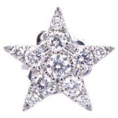 Diamanten Pavé  18 KT Weißgold Handgefertigt in Italien  Einzelner Stern-Ohrring