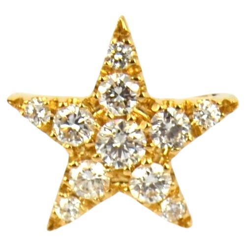 Diamonds Pavé  18 KT Yellow Gold Handmade in Italy  Single Star Earring For Sale