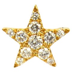 Used Diamonds Pavé  18 KT Yellow Gold Handmade in Italy  Single Star Earring