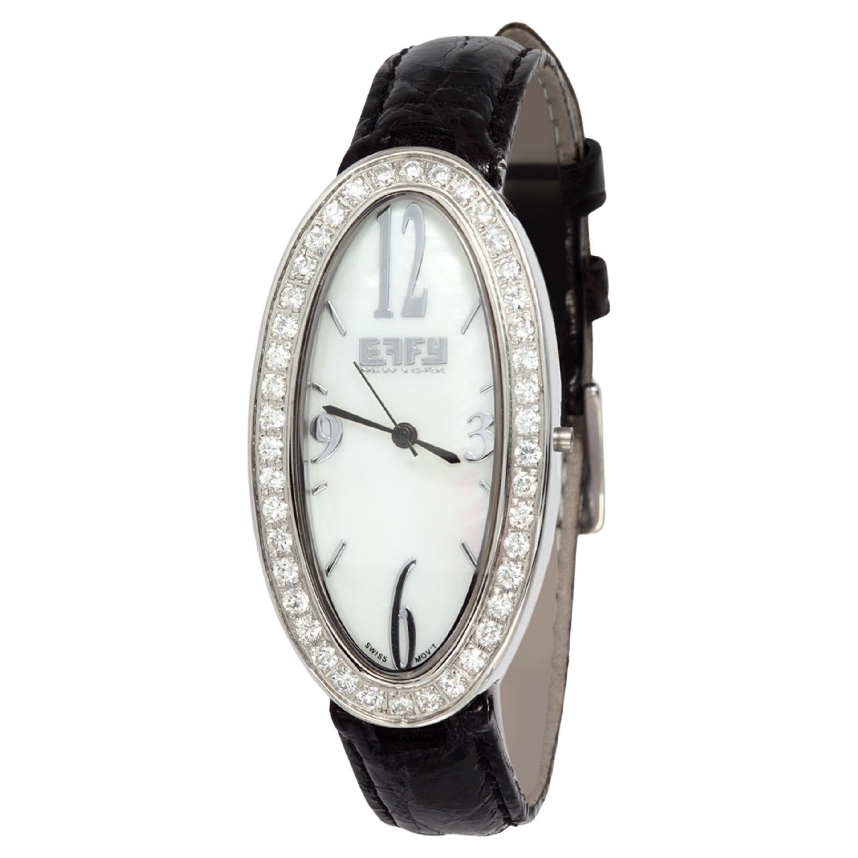 Diamanten Pave Zifferblatt Luxus Schweizer Quarz Exotische Lederband Uhr 1,58 CT