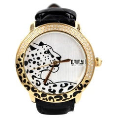 Diamonds Pave Dial Luxury Swiss Quartz Exotic Leather Band Watch