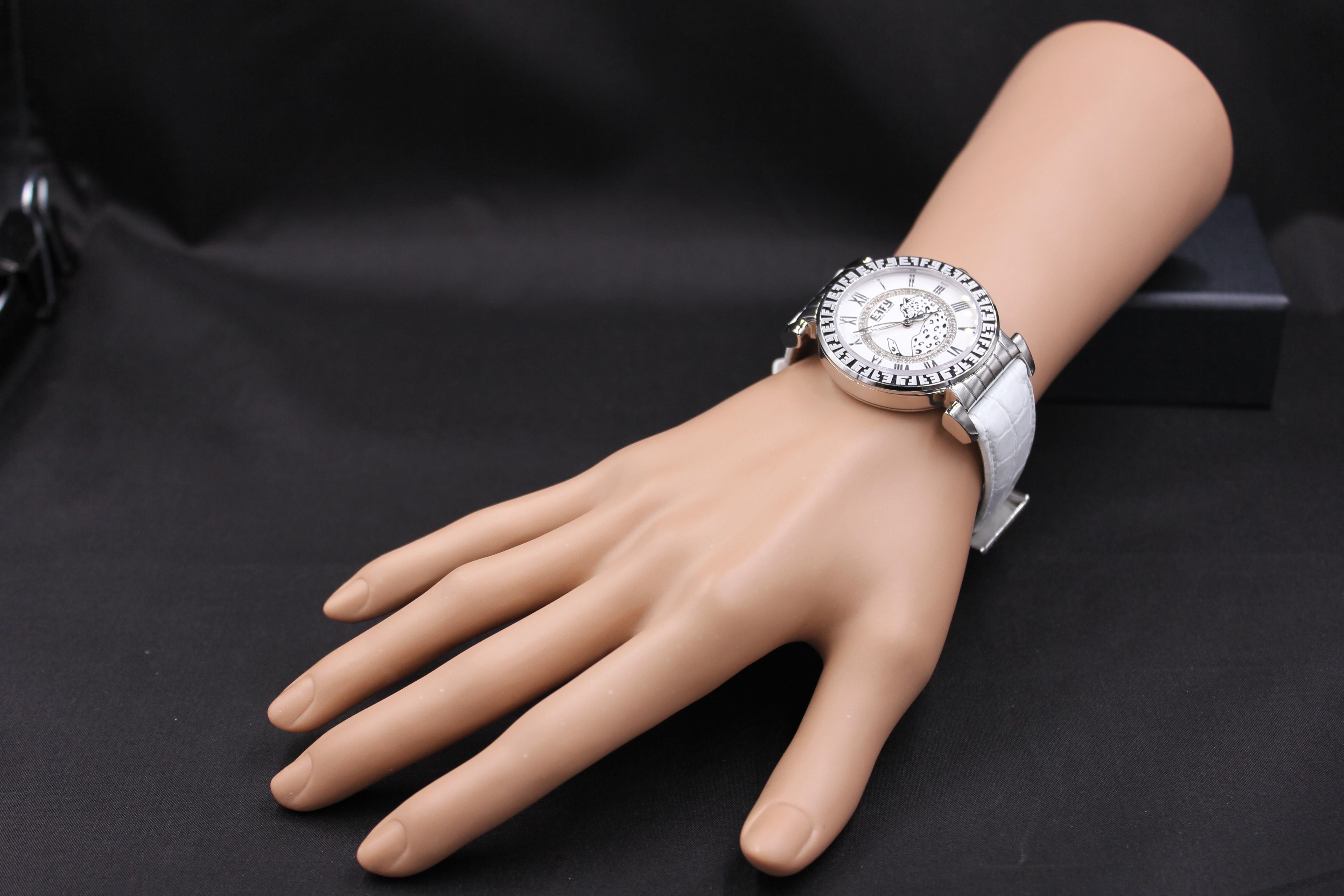 Women's Diamonds Pave Dial Luxury Swiss Quartz Exotic Watch 0.42 Tcw For Sale