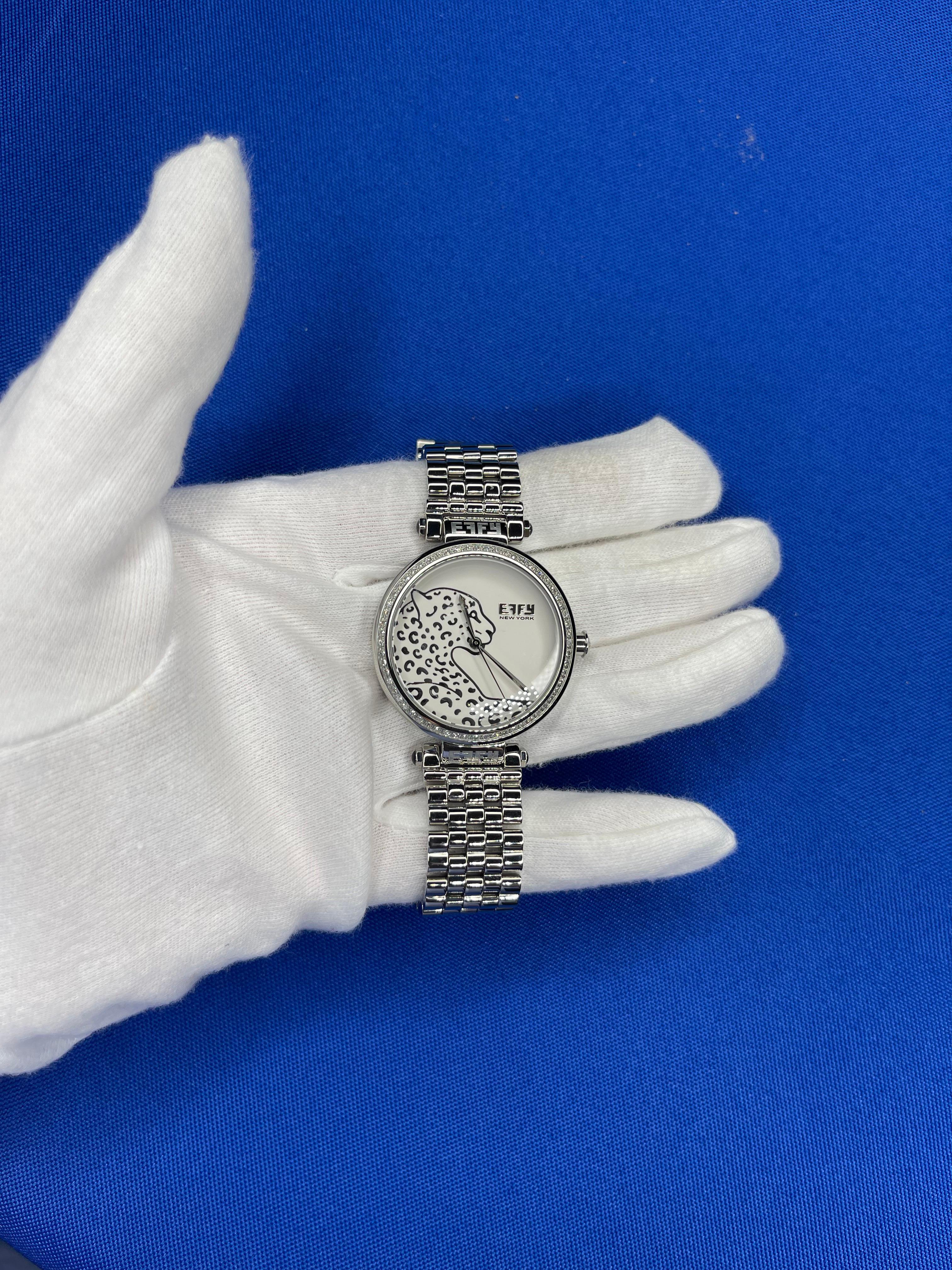Diamanten Pave Zifferblatt Luxus Schweizer Quarz Exotische Uhr (Moderne) im Angebot